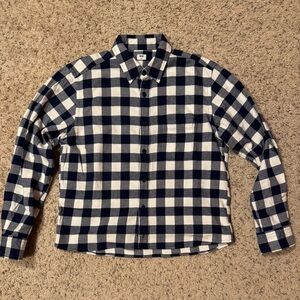 Uniqlo Navy and White Plaid Flannel Shirt
